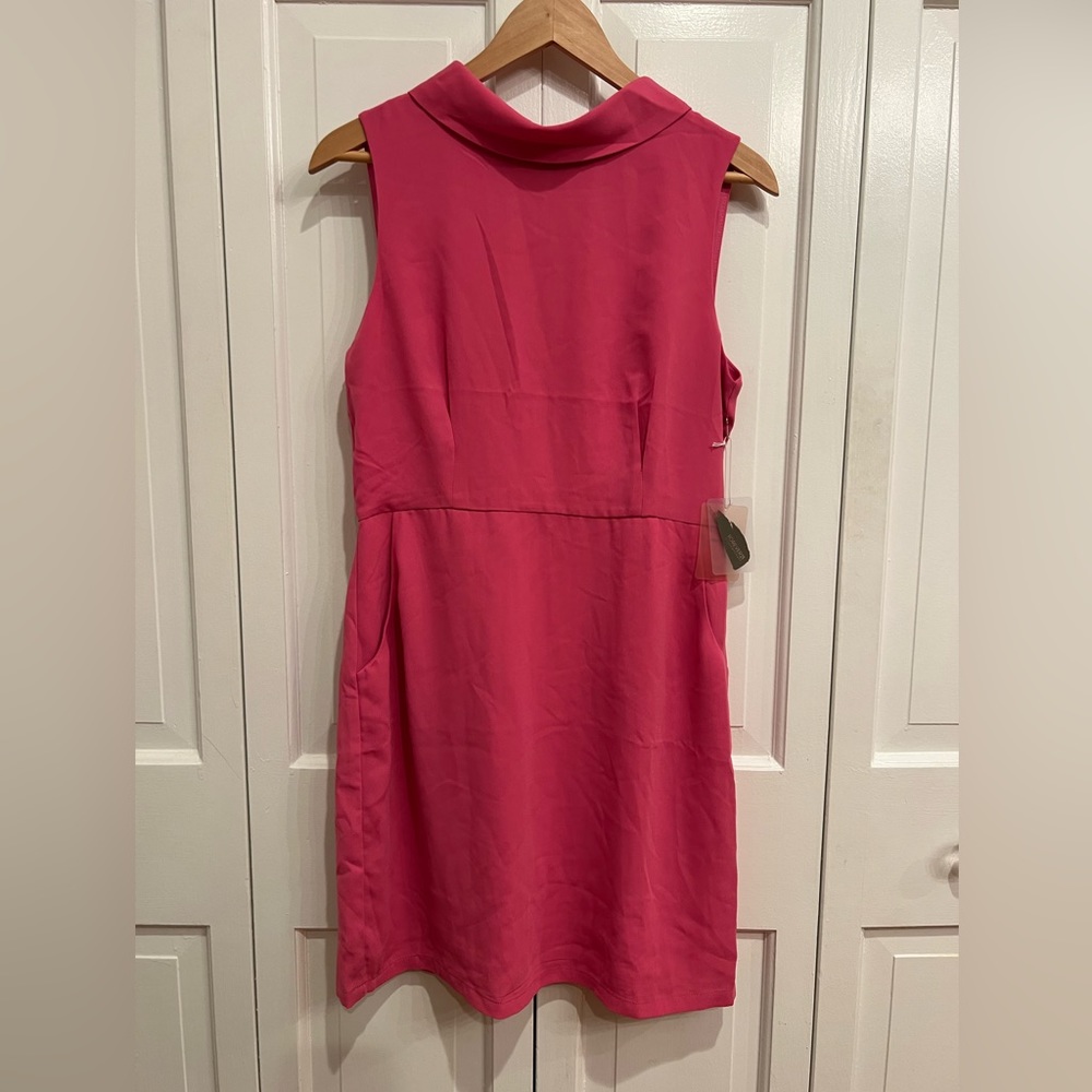 Forever 21 bright pink lightweight high neck dress with pockets